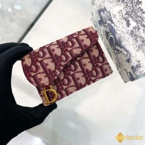 Ví Dior Saddle Bloom Card Holder màu đỏ tía S5611 được làm thủ công