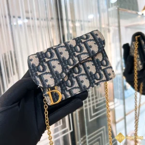 Ví Dior Saddle Bloom Card Holder màu xanh đen S5611