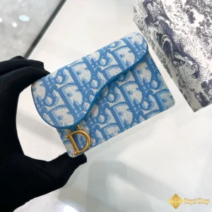 Ví Dior Saddle Bloom Card Holder xanh da trời S5611