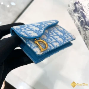 Ví Dior Saddle Bloom Card Holder xanh da trời S5611 chính hãng