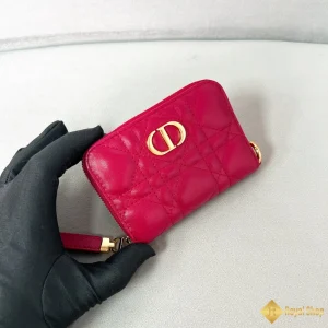 Ví ngắn Dior nữ caro màu đỏ TD800 chính hãng