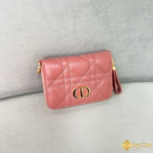 Ví ngắn Dior nữ caro màu hồng phấn TD800