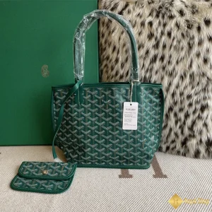 cận cảnh Túi Tote Goyard nữ Anjou mini màu xanh lá 8003