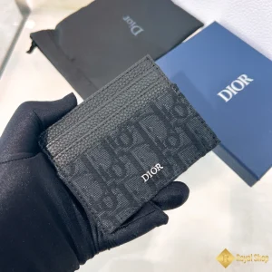 chi tiết Ví nam Dior Card Holder màu đen 2ESCH135YSE_H03E