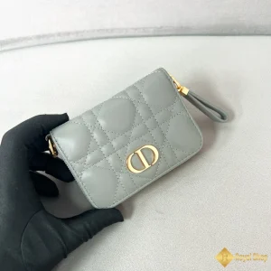 chi tiết Ví ngắn Dior nữ caro màu xám TD800