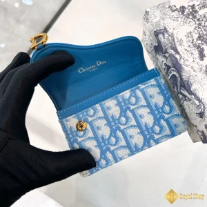 mẫu Ví Dior Saddle Bloom Card Holder xanh da trời S5611