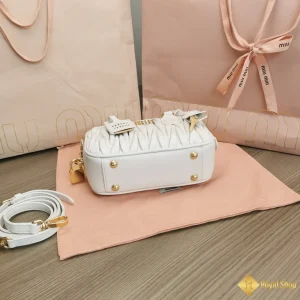 Túi Miu Miu nữ mini Arcadie Matelasse màu trắng ngà 5BB123 2025