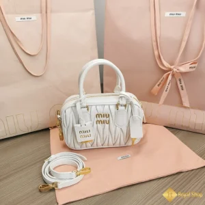 Túi Miu Miu nữ mini Arcadie Matelasse màu trắng ngà 5BB123