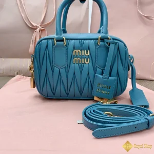 Túi Miu Miu nữ mini Arcadie Matelasse màu xanh 5BB123