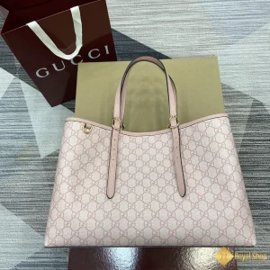 Túi Gucci nữ GG Emblem medium tote màu hồng 815213