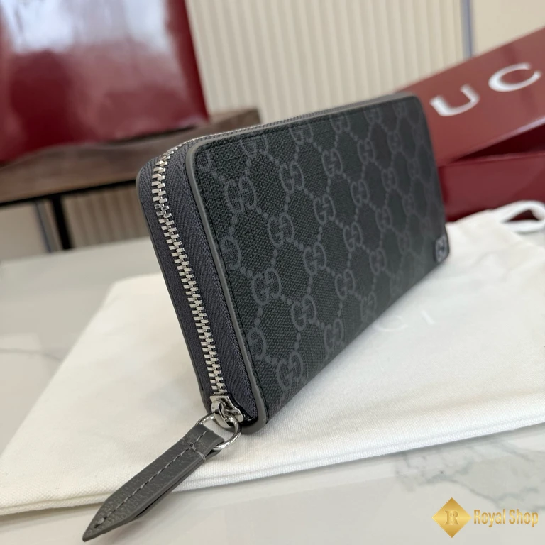 Ví dài Gucci nam có khoá kéo màu đen 856562 được làm thủ công