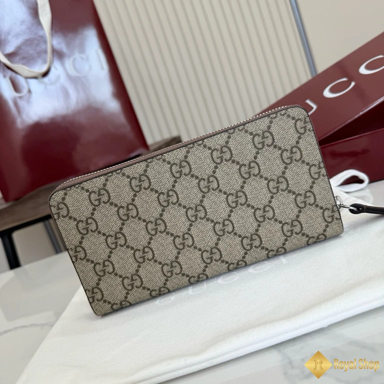 Ví dài Gucci nam có khoá kéo màu nâu 856562 cao cấp