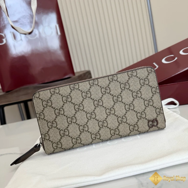 Ví dài Gucci nam có khoá kéo màu nâu 856562