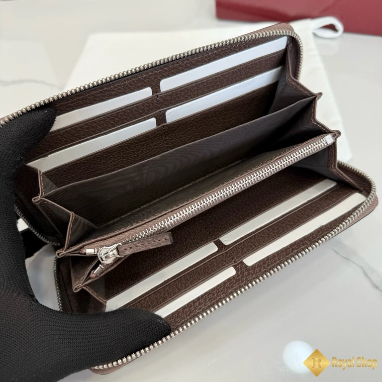 chi tiết Ví dài Gucci nam có khoá kéo màu nâu 856562