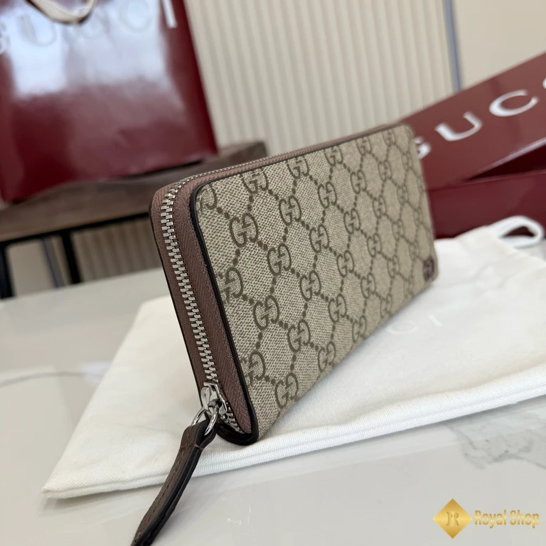 hình ảnh Ví dài Gucci nam có khoá kéo màu nâu 856562